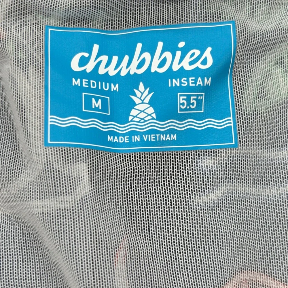 Chubbies Mens Navy Neon Flamingo Palm Tree Swim Trunks Shorts 5.5 Inch Inseam MD